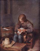 Gerard ter Borch the Younger Knabe floht seinen Hund oil painting reproduction